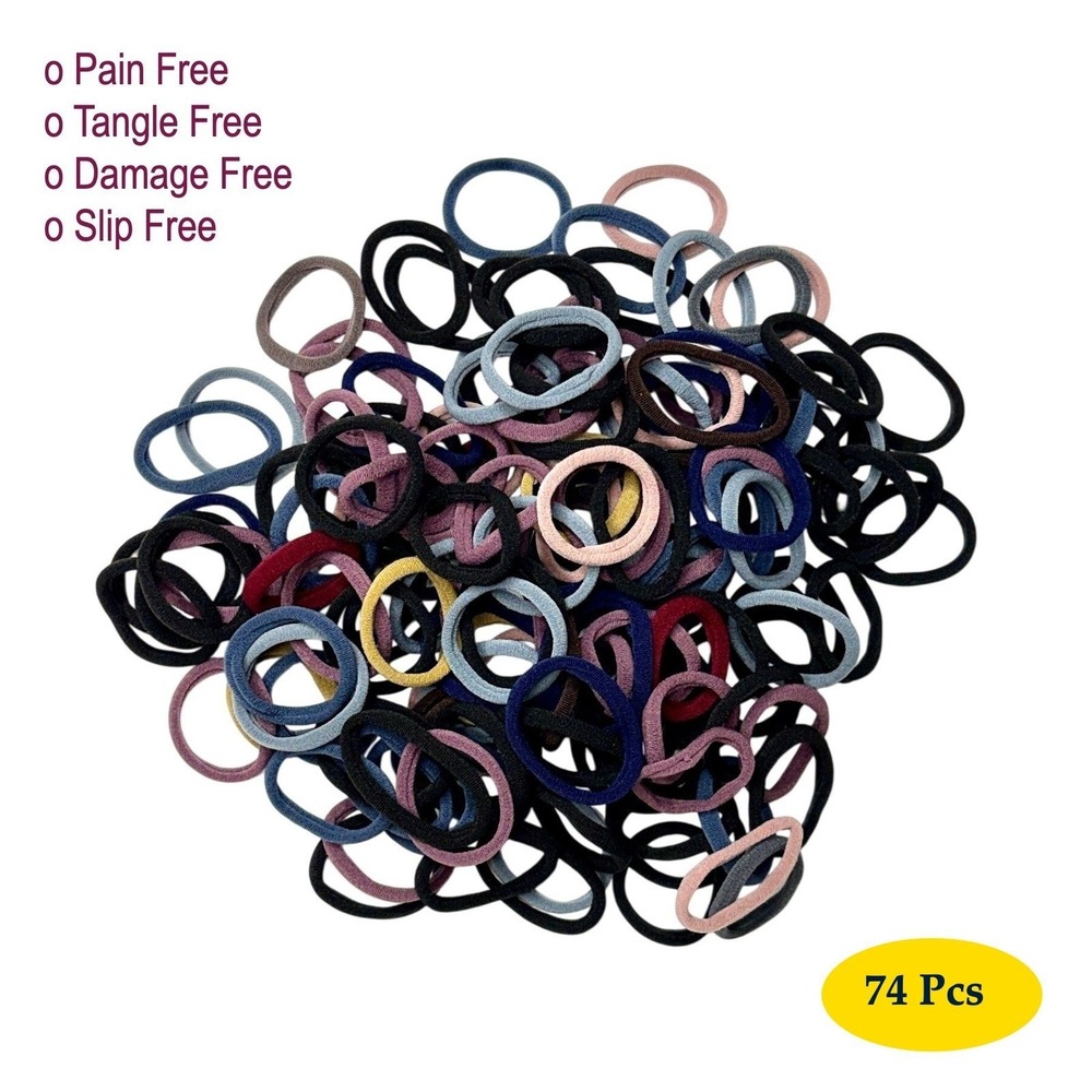 Highly Elastic Non-Damaging Hair Bands 74 Seamless Ponytail Holder Multi Color